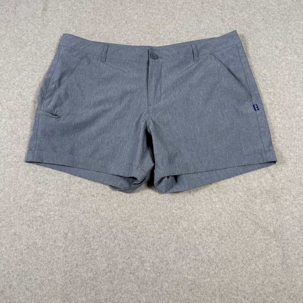 Huk Performance Fabrics Womens XL Blue Grey Heathered Fishing Active Shorts